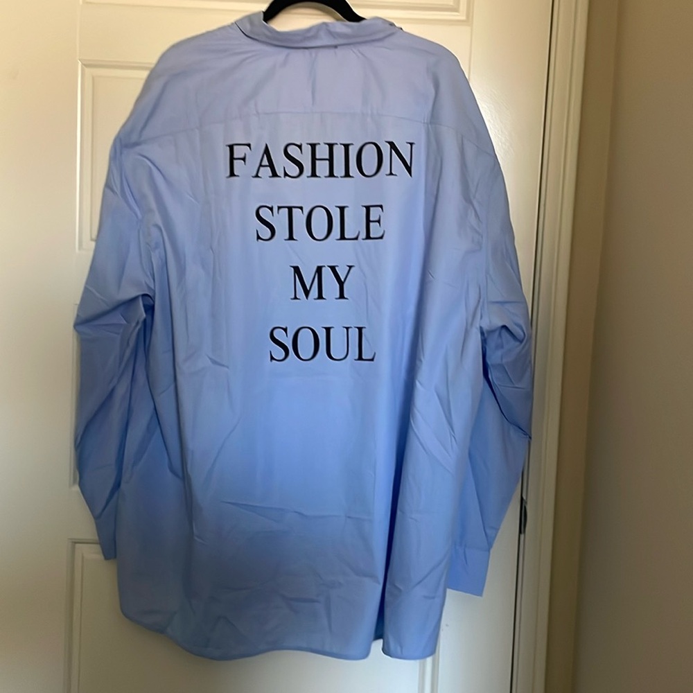 Fashion Stole My Should Shirt Dress- Blue